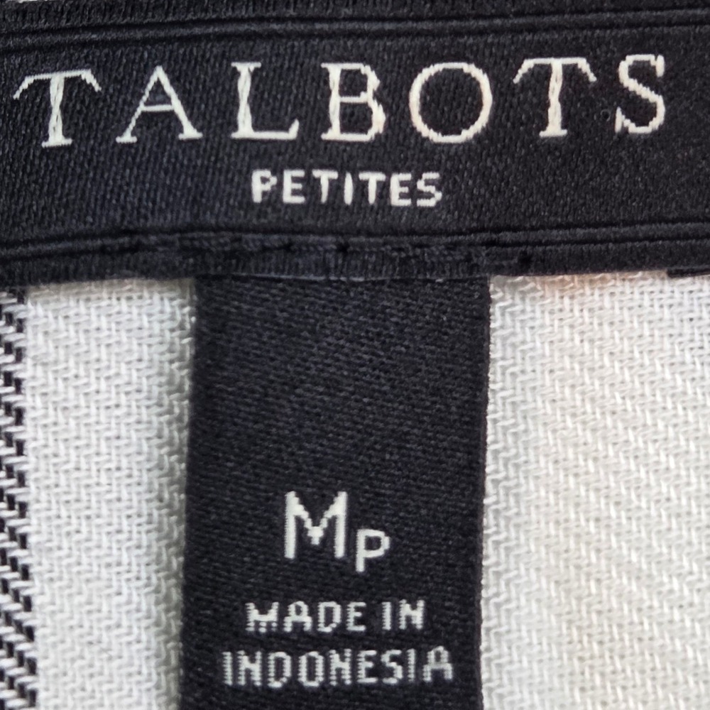 Talbots Button Down Shirt Womens MP Plaid Long Sleeve Rayon Blouse Ivory Black - Picture 2 of 6
